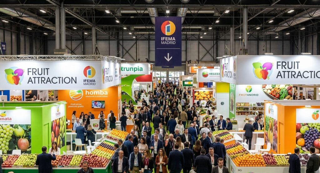 ista panoràmica d'un stand Fruit Attraction 2026 dissenyat per iKonic360 al pavelló d'IFEMA Madrid